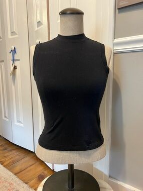 SKIMS Black Mock Neck Sleeveless Tank